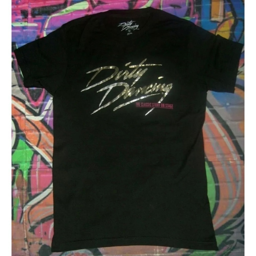 Dirty Dancing The Classic Story On Stage Black Silver Foil Musical Tee Shirt S